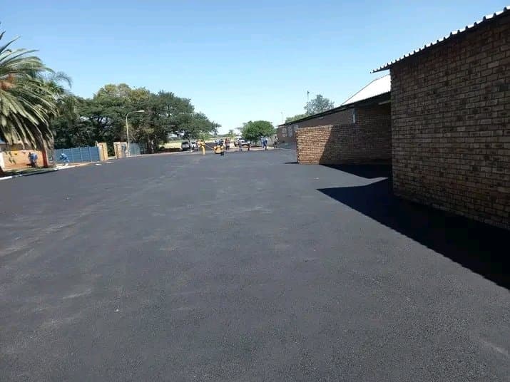 Freshly surfaced commercial driveway and access road